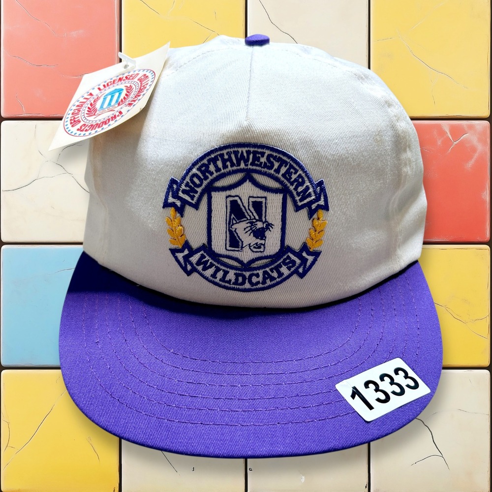 Vintage 90s Northwestern Wildcats Snapback Hat University Square Deadstock NCAA